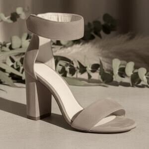 Jeffrey Campbell Lindsay Suede Block Heel Sandal NEW Taupe Size 12